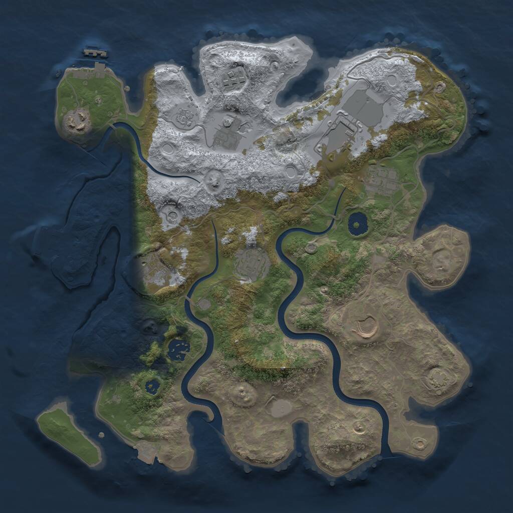 Rust Map: Procedural Map, Size: 3500, Seed: 1126075552, 15 Monuments