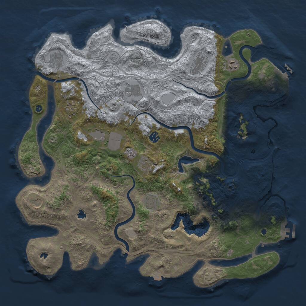 Rust Map: Procedural Map, Size: 4500, Seed: 371148654, 17 Monuments