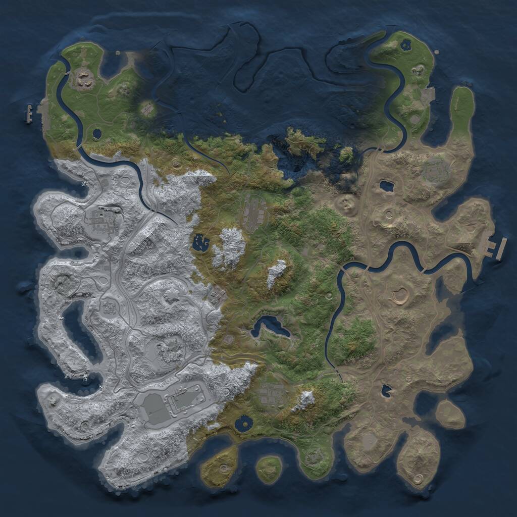 Rust Map: Procedural Map, Size: 4500, Seed: 1550993611, 16 Monuments