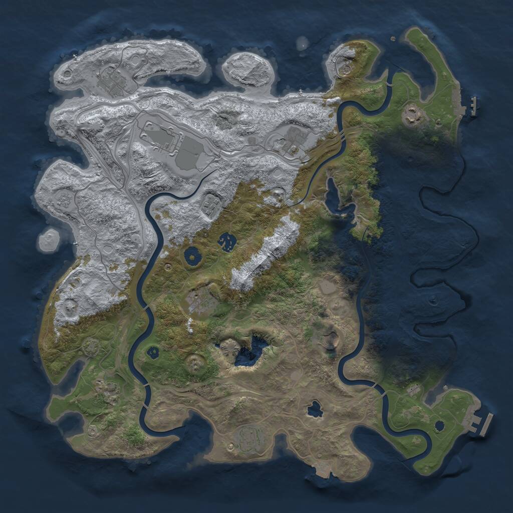 Rust Map: Procedural Map, Size: 4250, Seed: 991711745, 16 Monuments