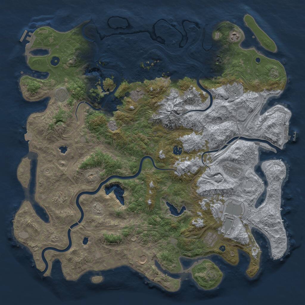 Rust Map: Procedural Map, Size: 5000, Seed: 174045423, 17 Monuments