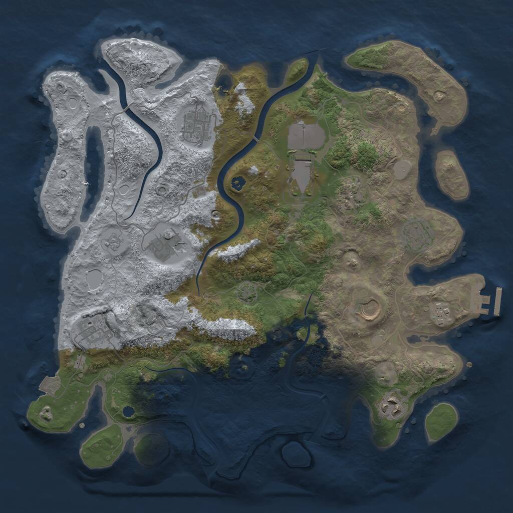 Rust Map: Procedural Map, Size: 3650, Seed: 284254894, 14 Monuments