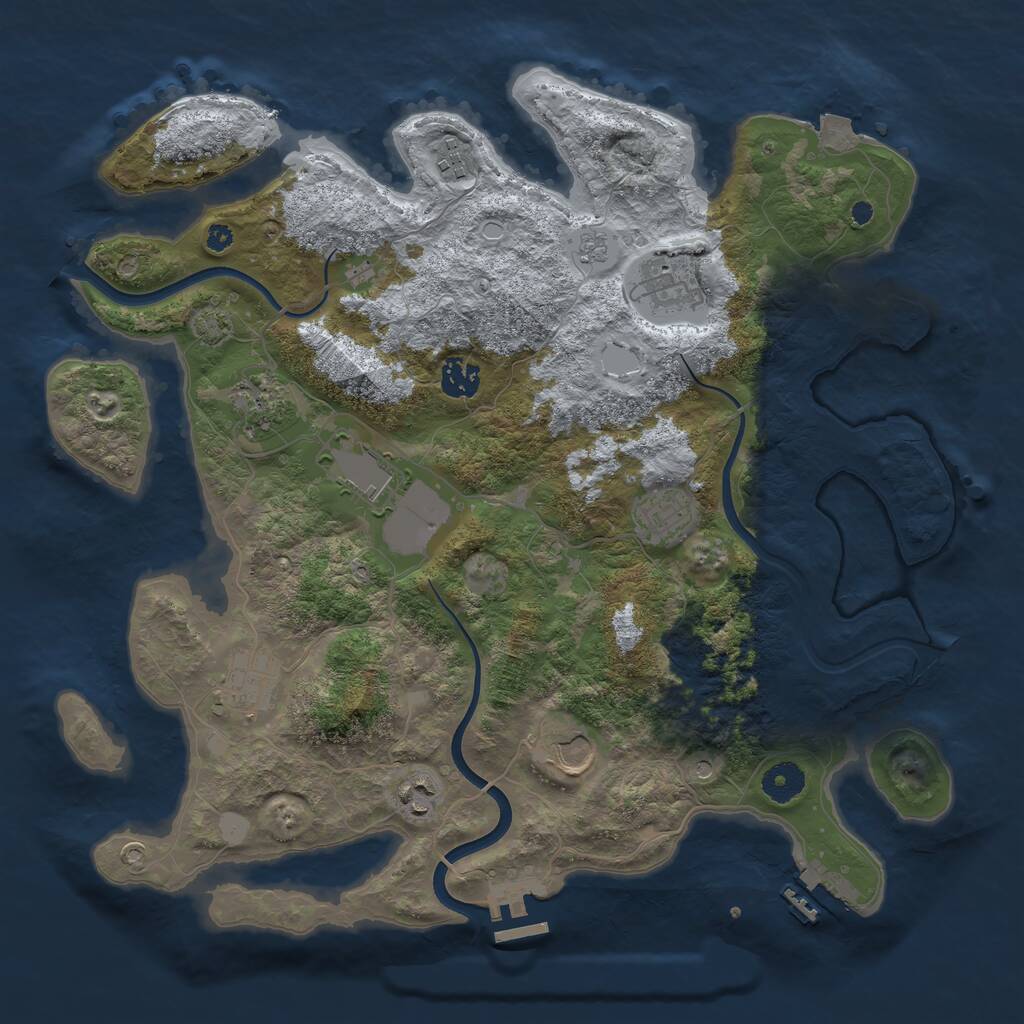 Rust Map: Procedural Map, Size: 3800, Seed: 3802, 15 Monuments
