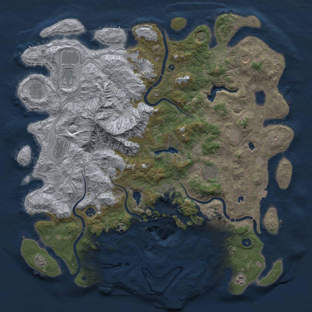 Rust Map: Procedural Map, Size: 5000, Seed: 651238, 17 Monuments