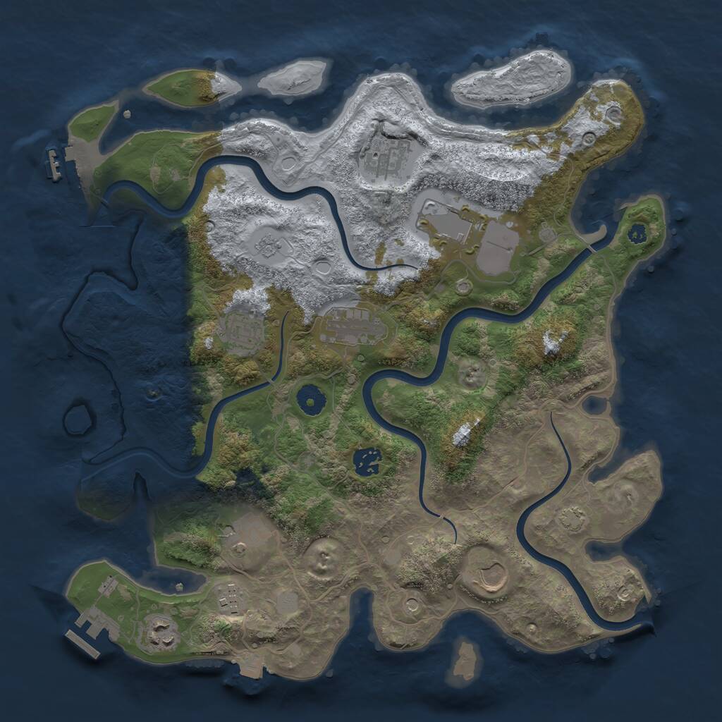Rust Map: Procedural Map, Size: 3700, Seed: 1586544950, 15 Monuments