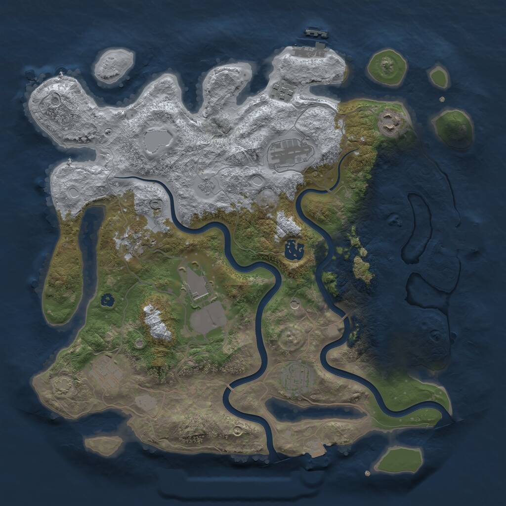 Rust Map: Procedural Map, Size: 3700, Seed: 369337269, 14 Monuments