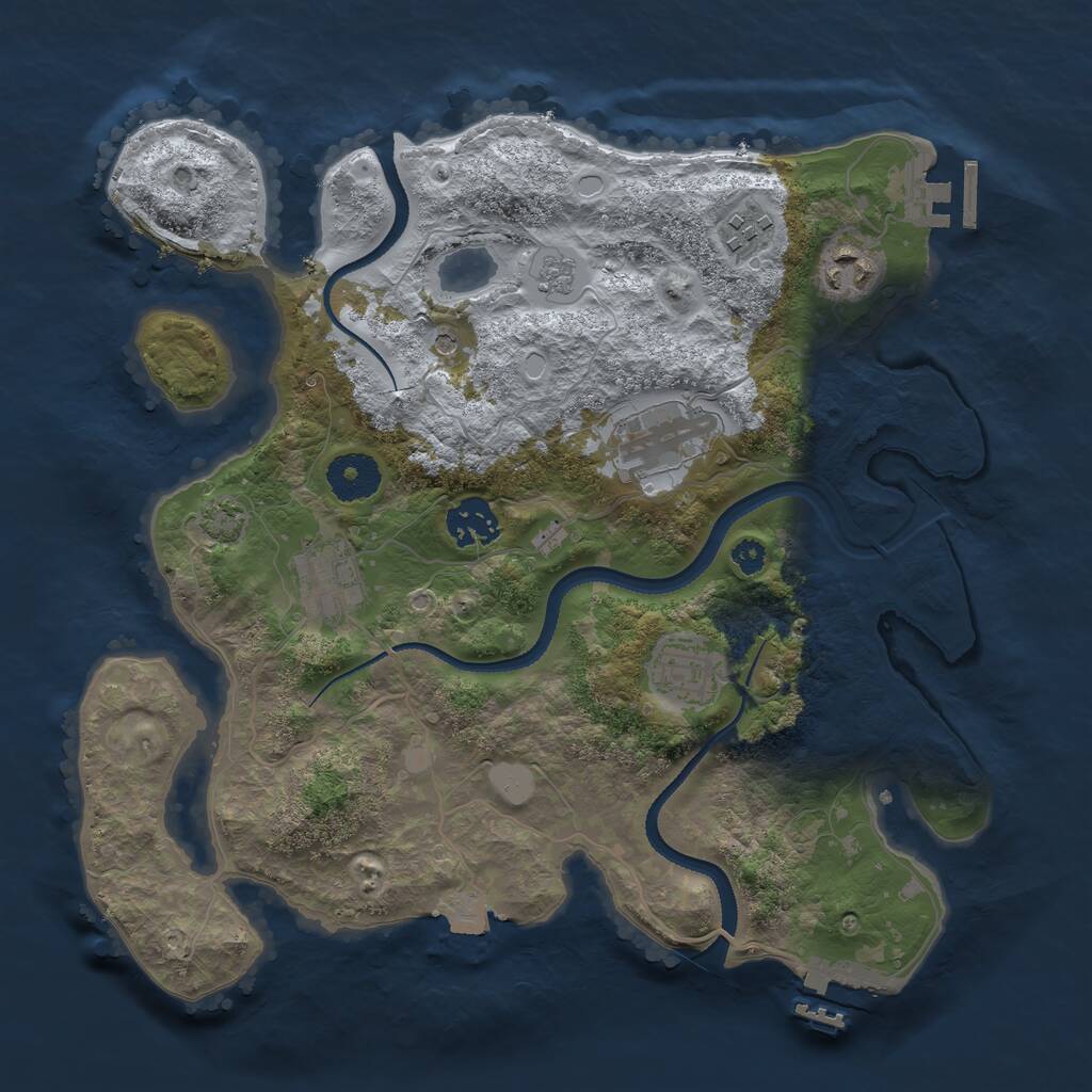 Rust Map: Procedural Map, Size: 3250, Seed: 345345, 12 Monuments