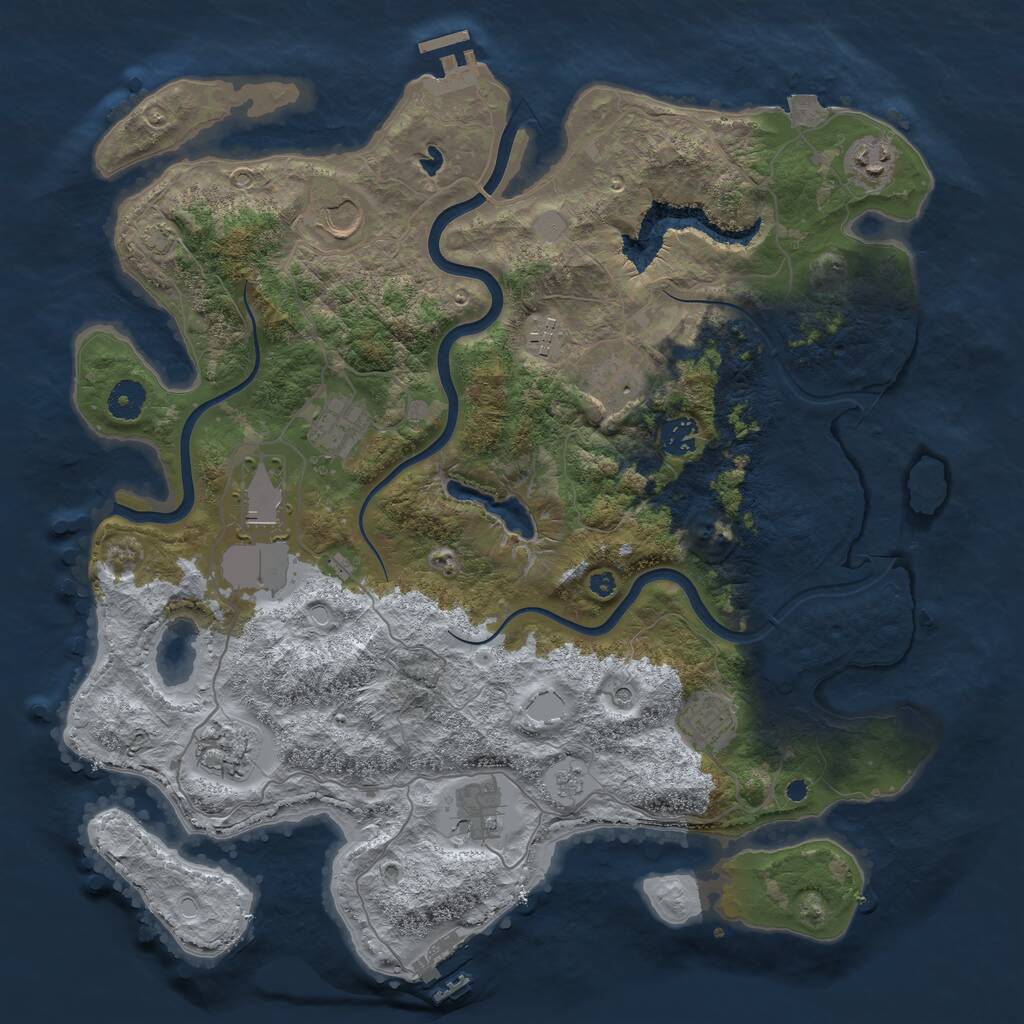 Rust Map: Procedural Map, Size: 4000, Seed: 8151975, 16 Monuments