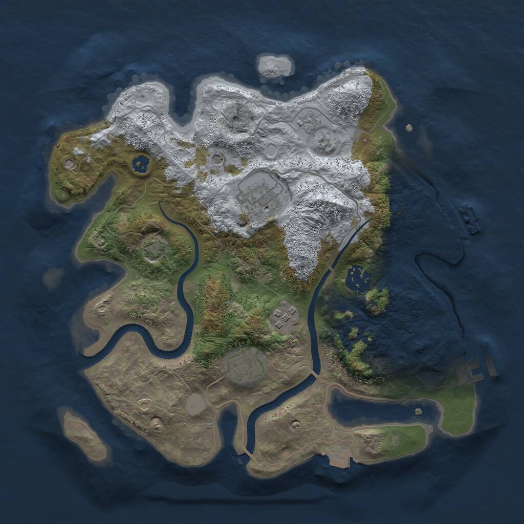 Rust Map: Procedural Map, Size: 3000, Seed: 2138666590, 10 Monuments