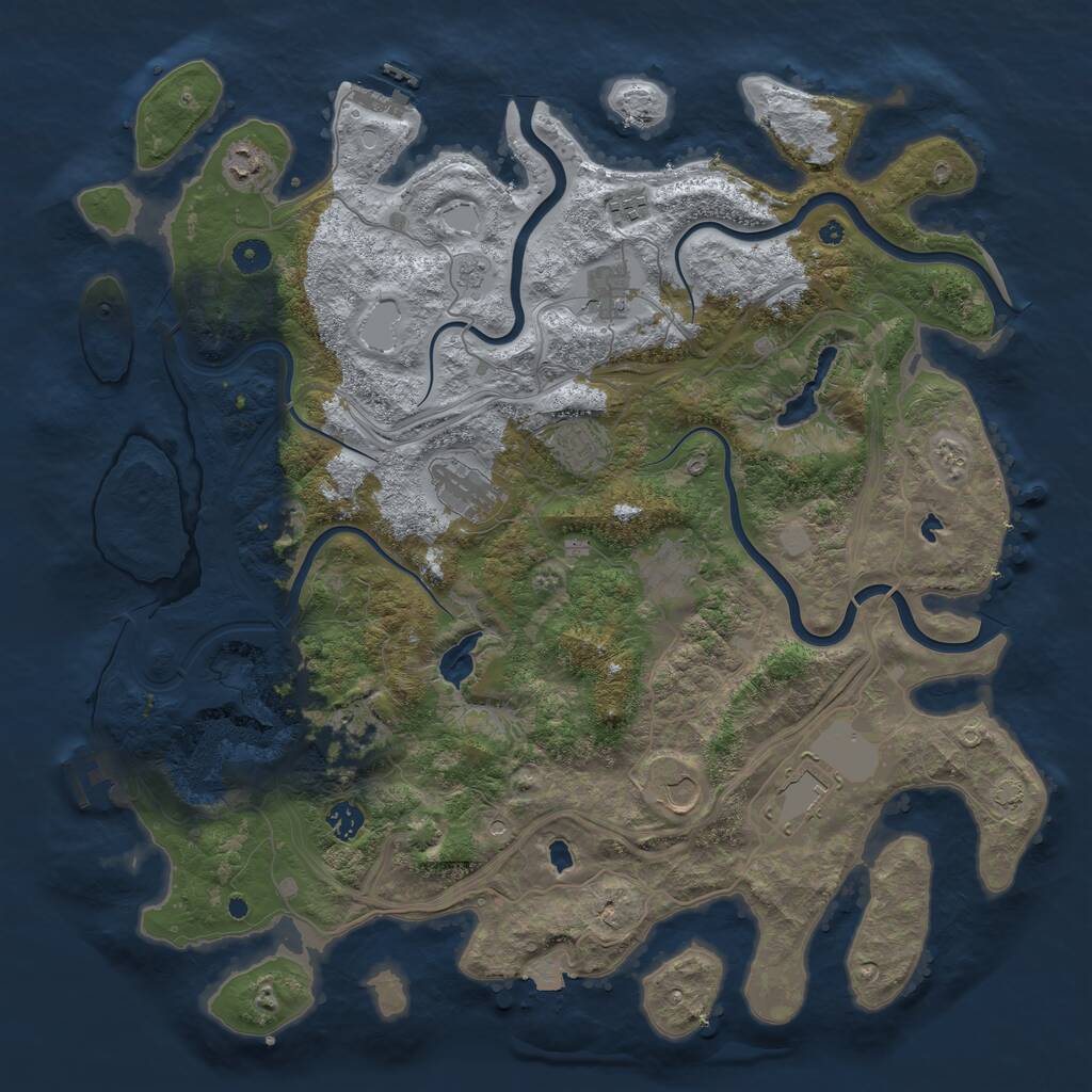 Rust Map: Procedural Map, Size: 4500, Seed: 517975123, 16 Monuments