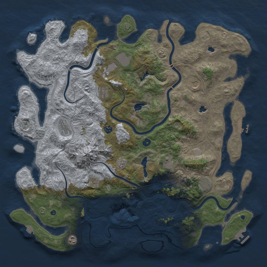 Rust Map: Procedural Map, Size: 5000, Seed: 1711083953, 16 Monuments