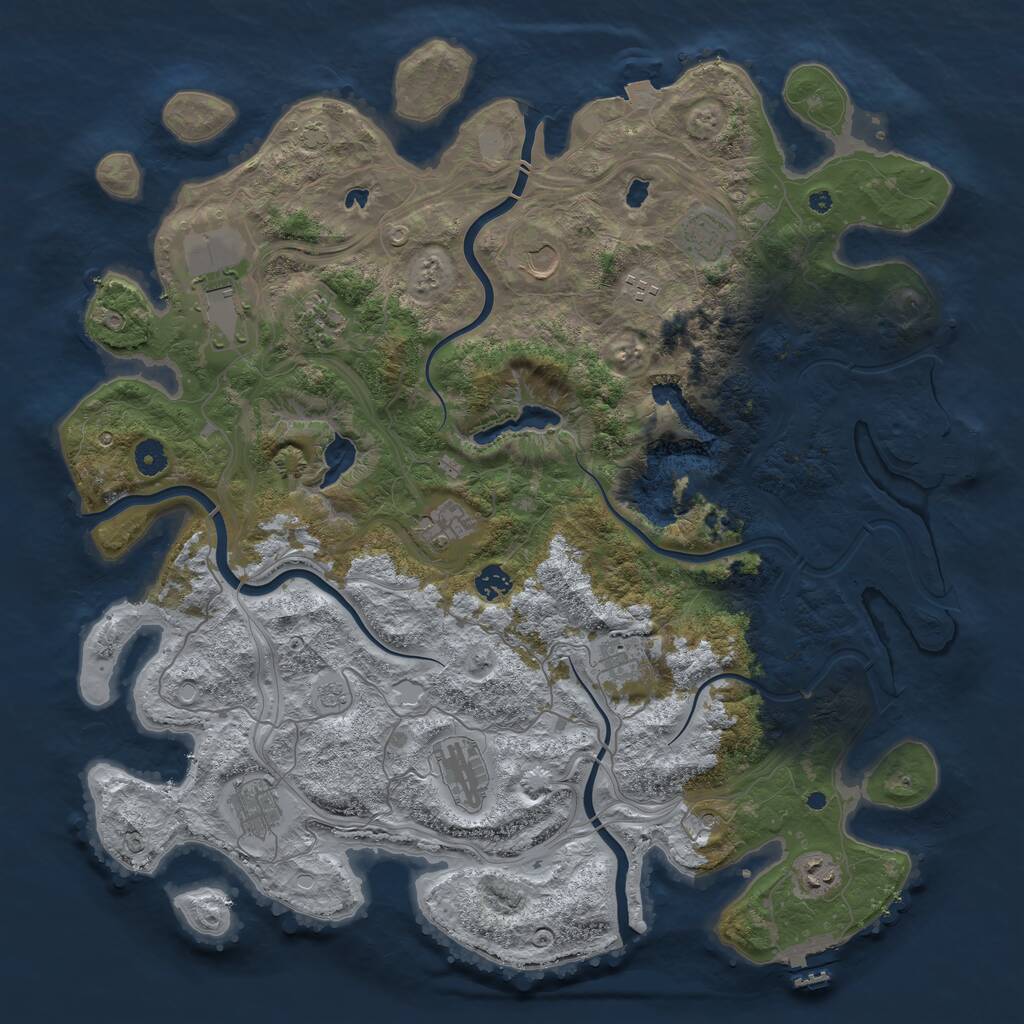 Rust Map: Procedural Map, Size: 4500, Seed: 80087355, 17 Monuments