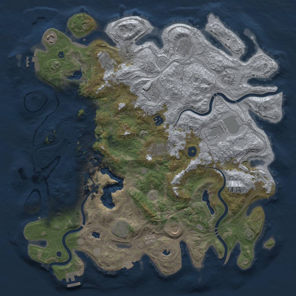 Rust Map: Procedural Map, Size: 4500, Seed: 455258730, 17 Monuments