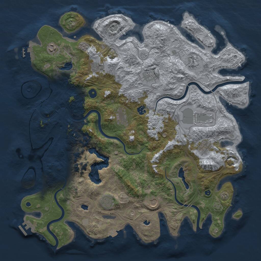 Rust Map: Procedural Map, Size: 4500, Seed: 455258730, 17 Monuments