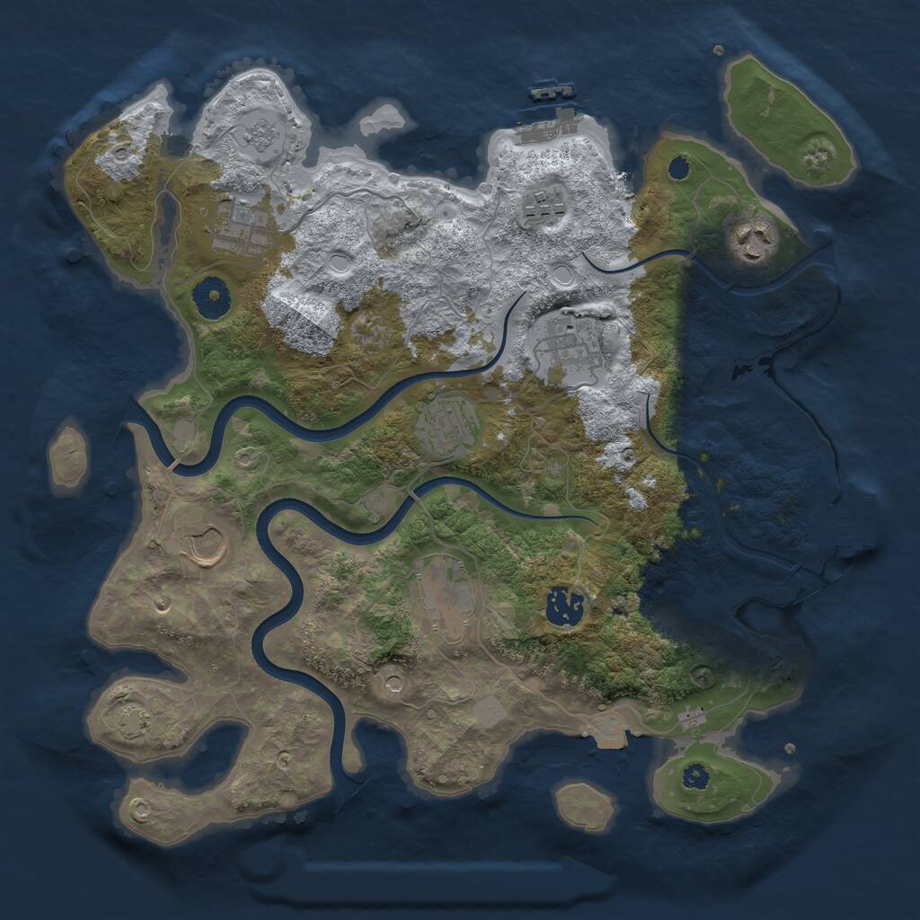 Rust Map: Procedural Map, Size: 3500, Seed: 304521617, 14 Monuments