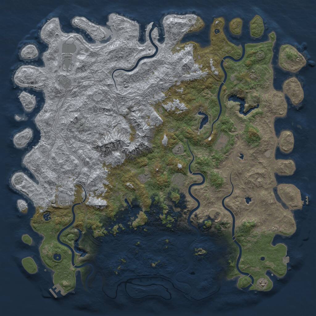 Rust Map: Procedural Map, Size: 6000, Seed: 11322489, 17 Monuments