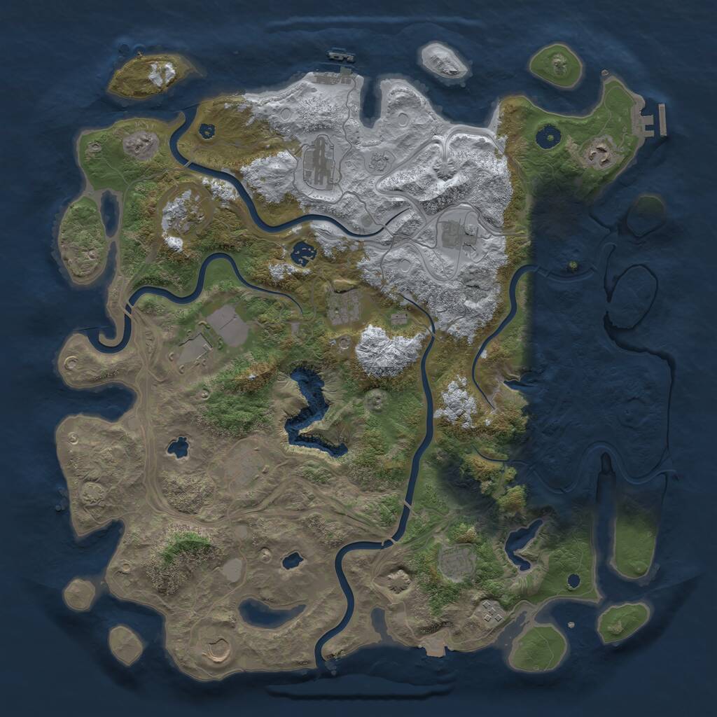 Rust Map: Procedural Map, Size: 4500, Seed: 647356150, 17 Monuments