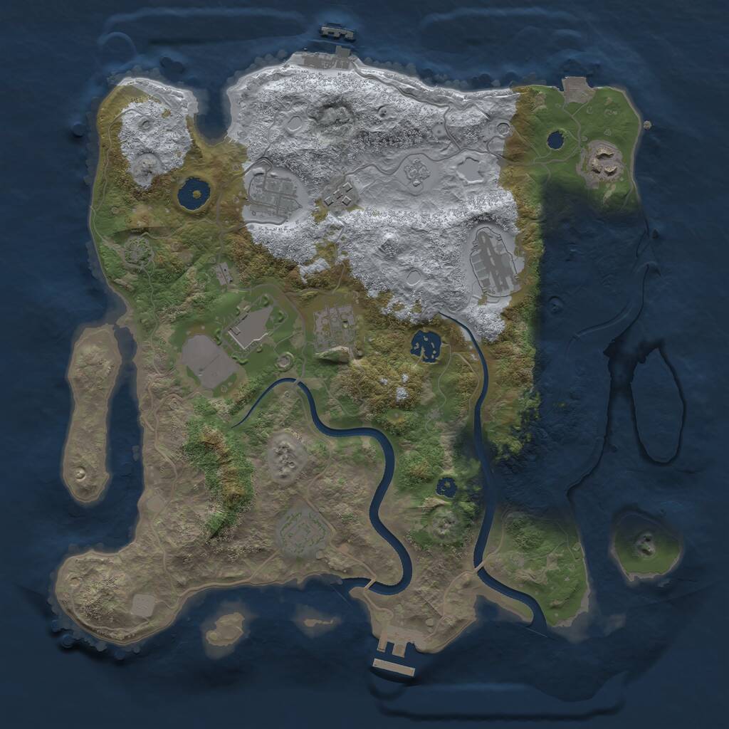 Rust Map: Procedural Map, Size: 3500, Seed: 669385728, 14 Monuments