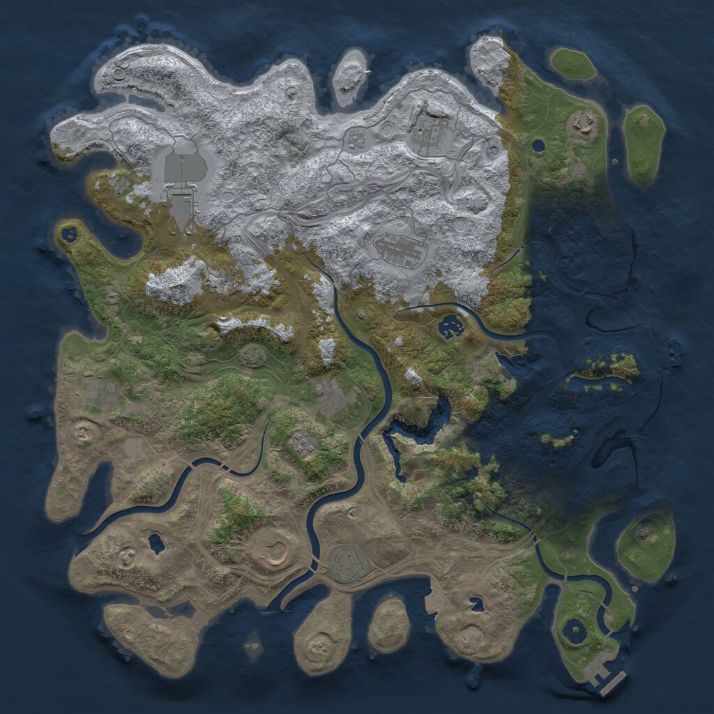 Rust Map: Procedural Map, Size: 4500, Seed: 431779070, 17 Monuments