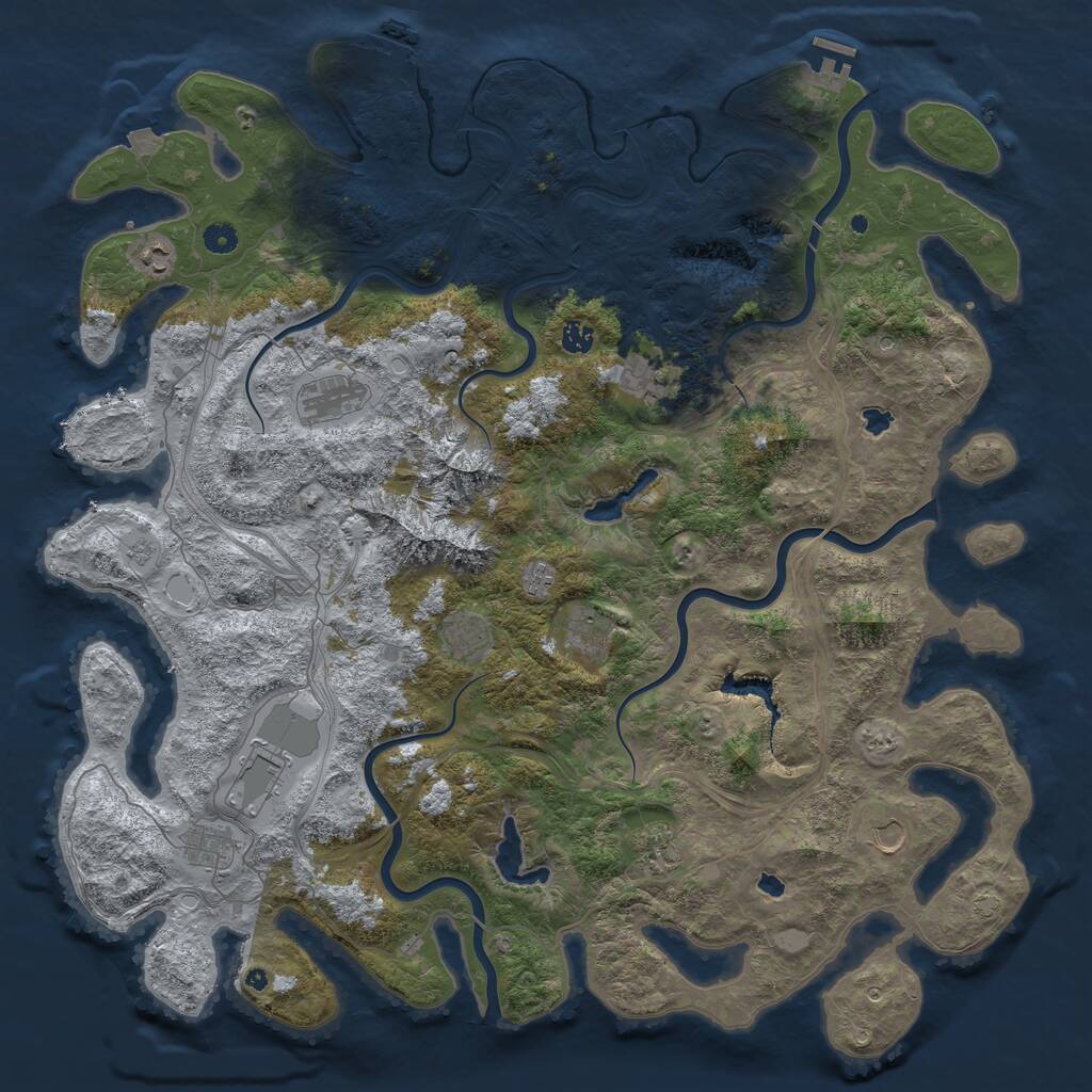 Rust Map: Procedural Map, Size: 5000, Seed: 646603824, 17 Monuments