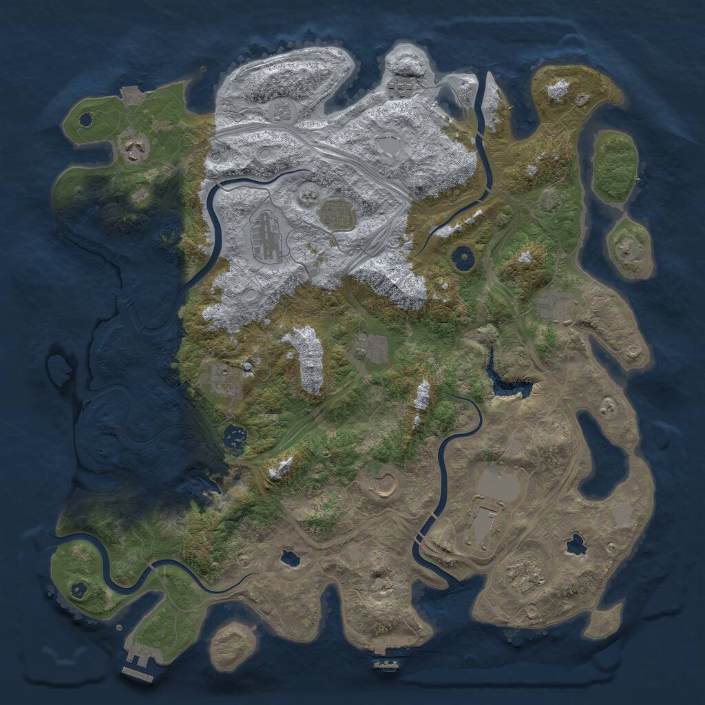 Rust Map: Procedural Map, Size: 4500, Seed: 468617277, 17 Monuments