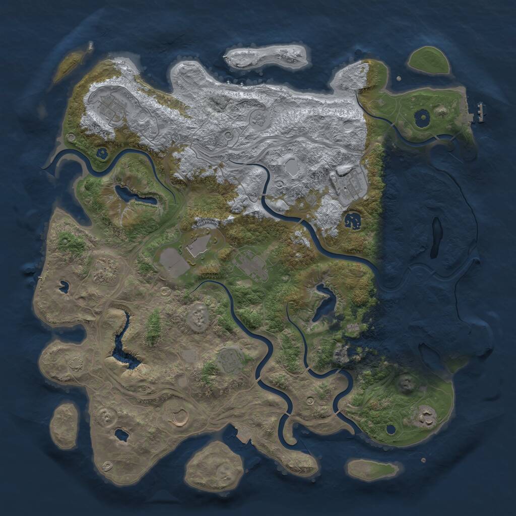Rust Map: Procedural Map, Size: 4500, Seed: 1240170233, 16 Monuments