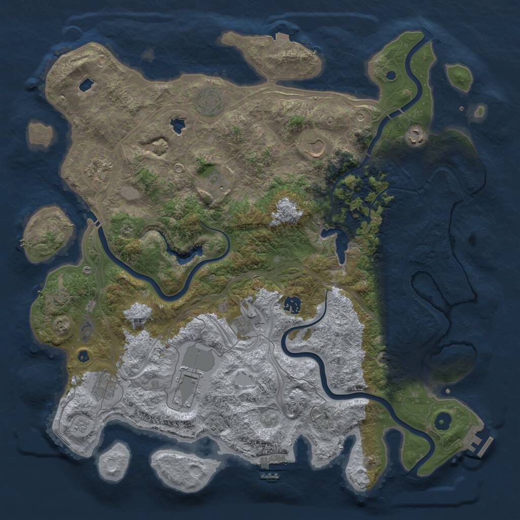 Rust Map: Procedural Map, Size: 4500, Seed: 827166251, 16 Monuments