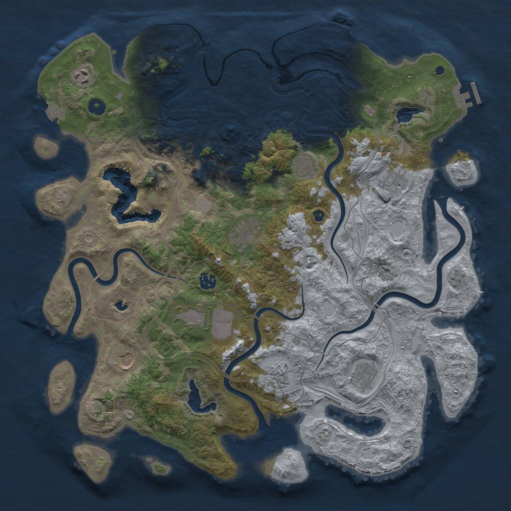 Rust Map: Procedural Map, Size: 4500, Seed: 1402177065, 16 Monuments