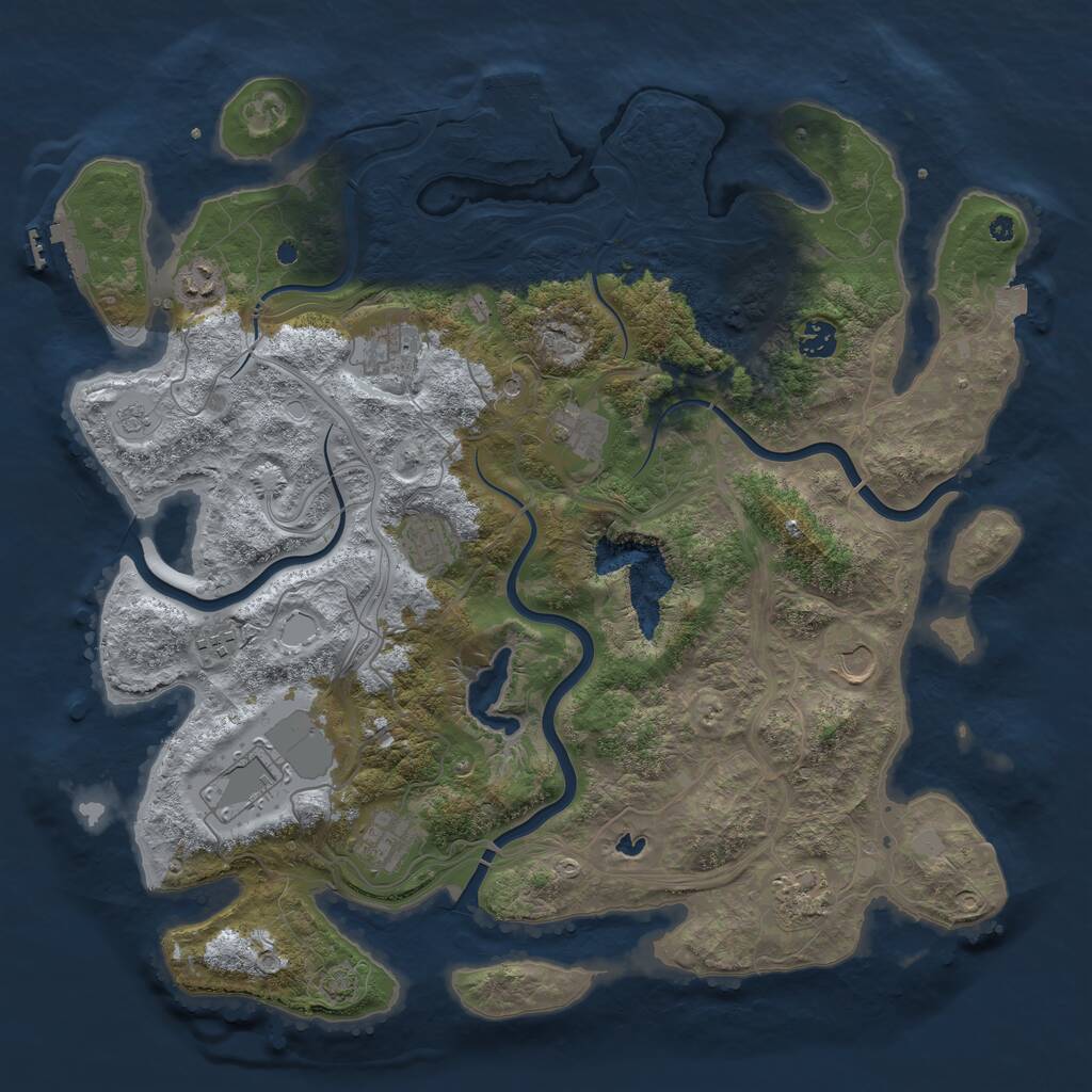 Rust Map: Procedural Map, Size: 4250, Seed: 1486828090, 16 Monuments