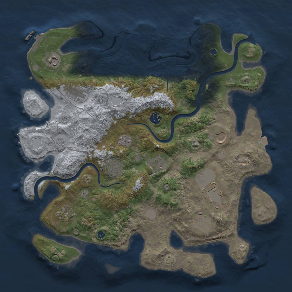 Rust Map: Procedural Map, Size: 3800, Seed: 702975226, 16 Monuments