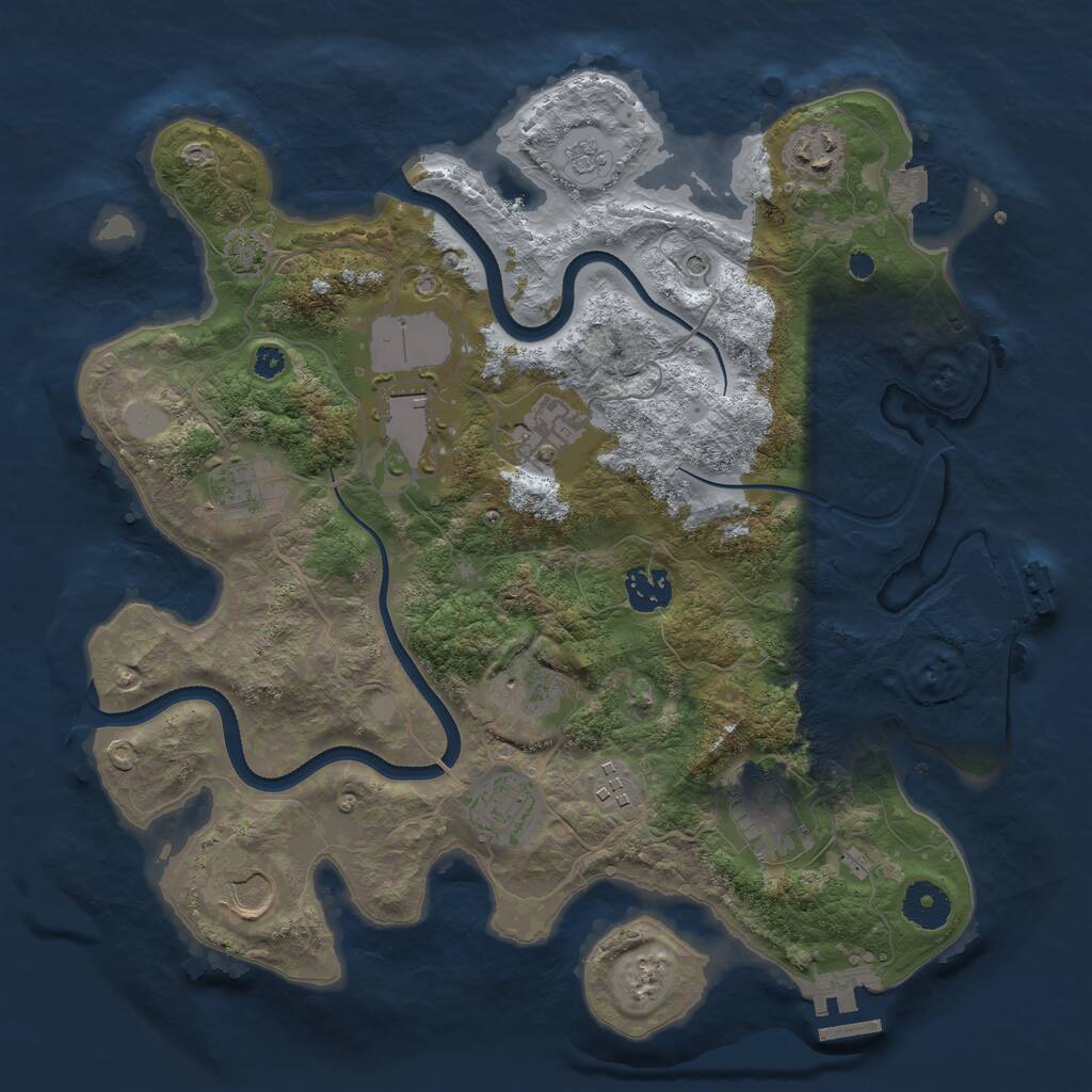 Rust Map: Procedural Map, Size: 3500, Seed: 27843, 16 Monuments
