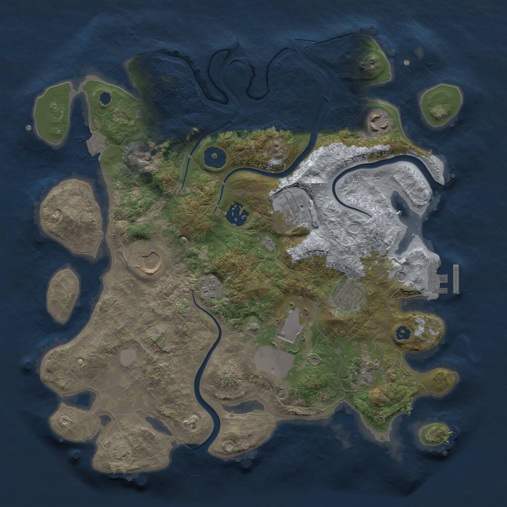 Rust Map: Procedural Map, Size: 3500, Seed: 705145594, 12 Monuments