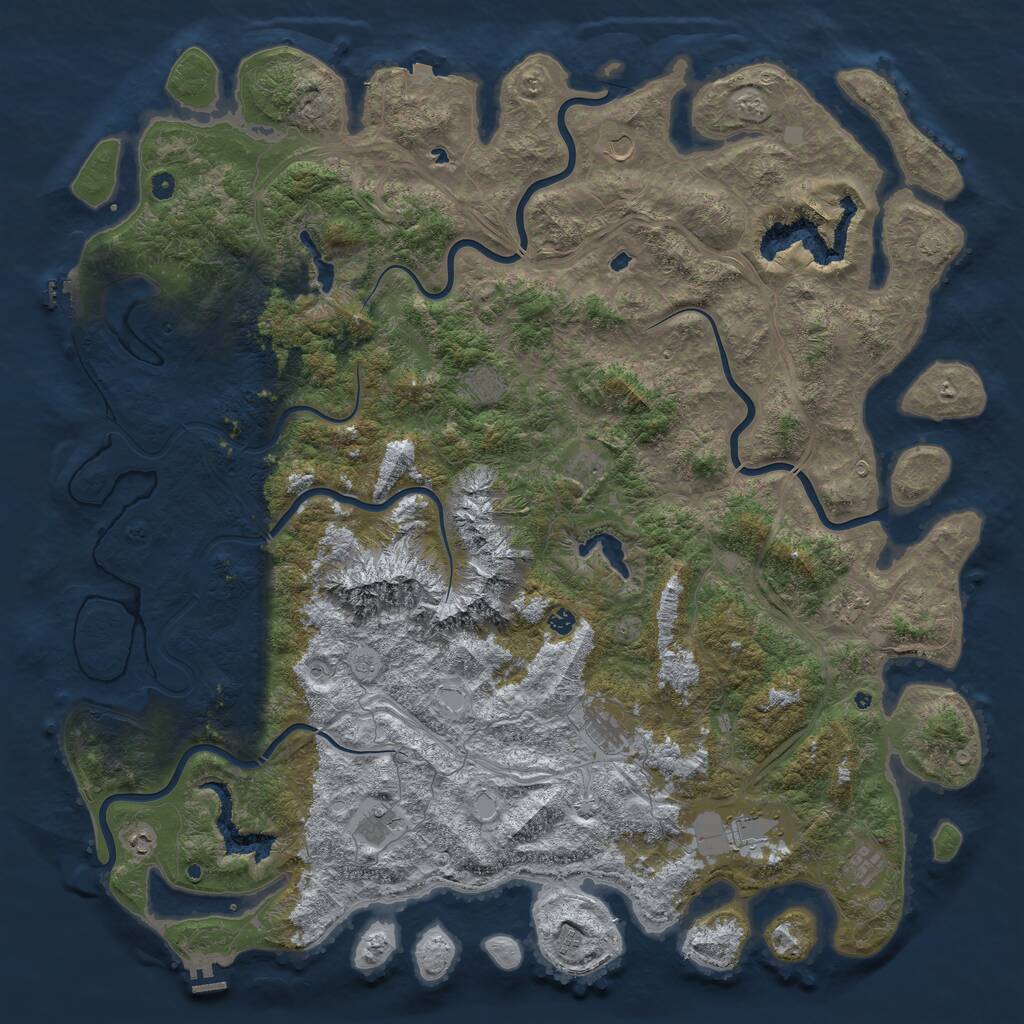 Rust Map: Procedural Map, Size: 6000, Seed: 384025339, 17 Monuments