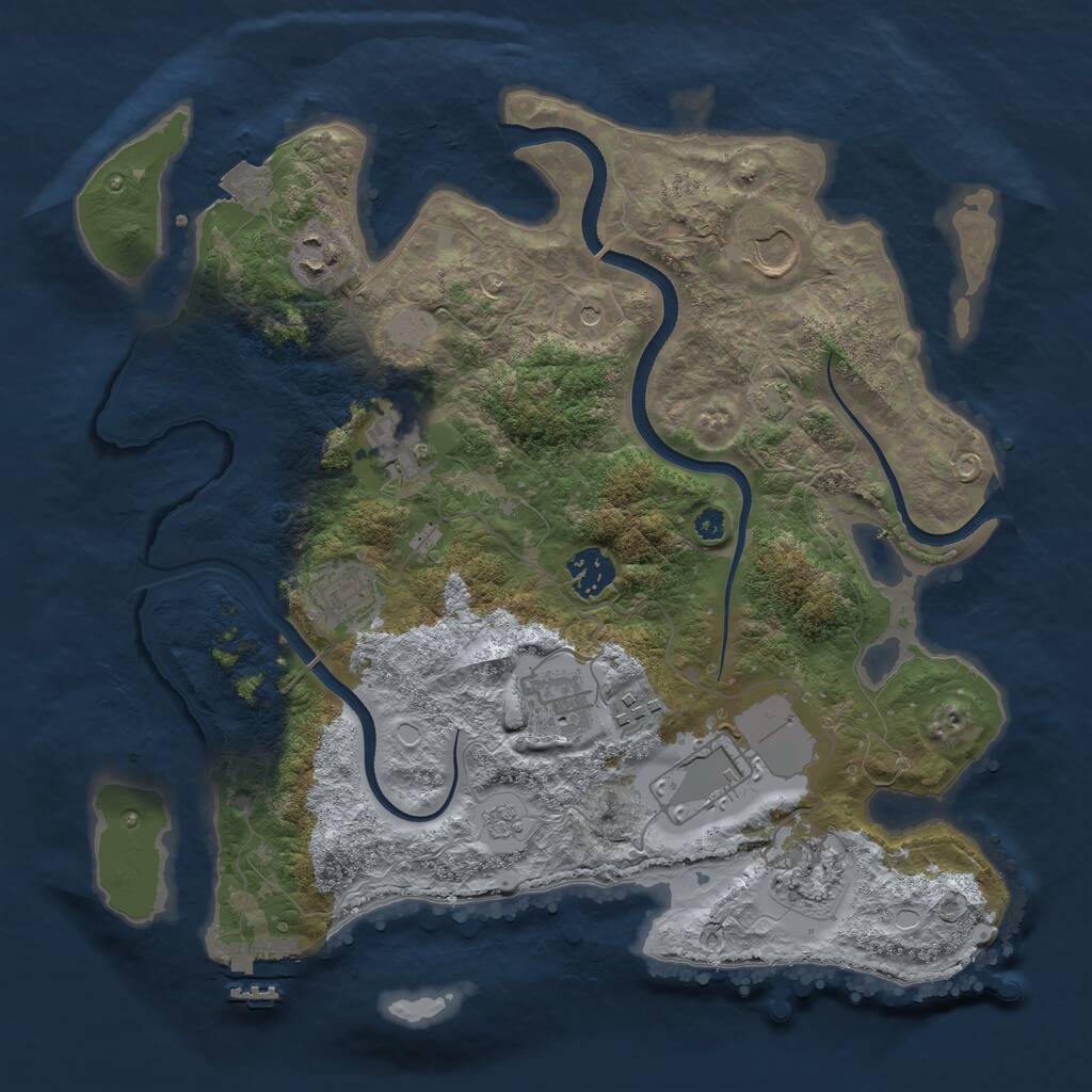 Rust Map: Procedural Map, Size: 3500, Seed: 480002529, 14 Monuments