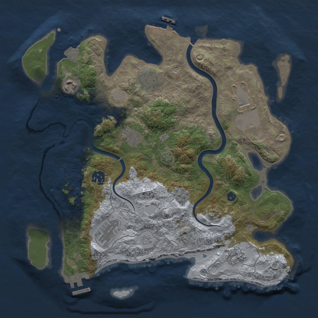 Rust Map: Procedural Map, Size: 3500, Seed: 480002529, 14 Monuments