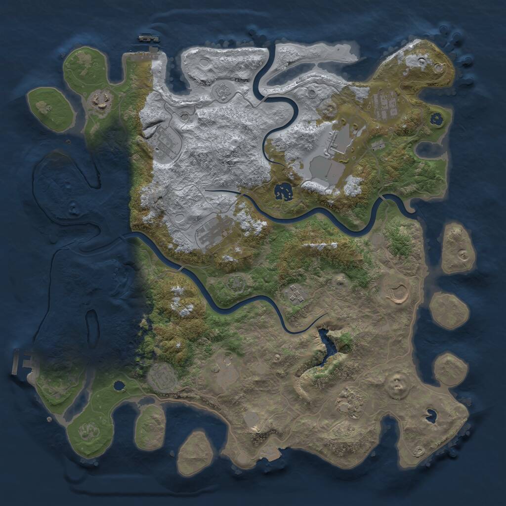 Rust Map: Procedural Map, Size: 4000, Seed: 691028801, 17 Monuments