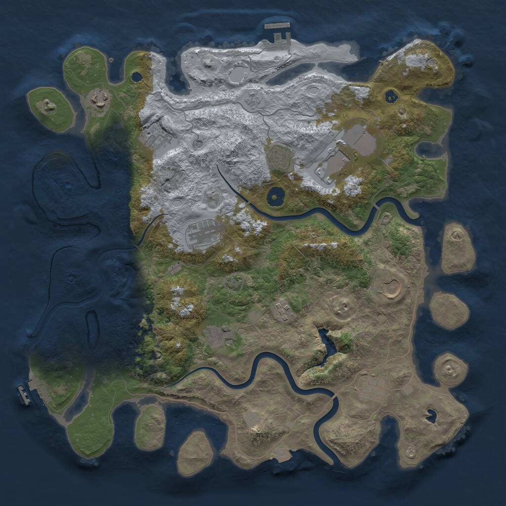 Rust Map: Procedural Map, Size: 4000, Seed: 691028801, 15 Monuments