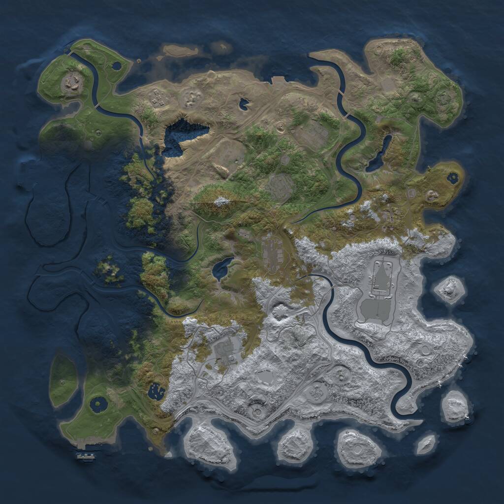 Rust Map: Procedural Map, Size: 4500, Seed: 1146300889, 16 Monuments