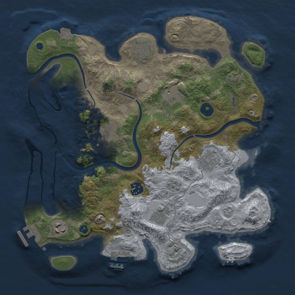 Rust Map: Procedural Map, Size: 3400, Seed: 295284636, 14 Monuments