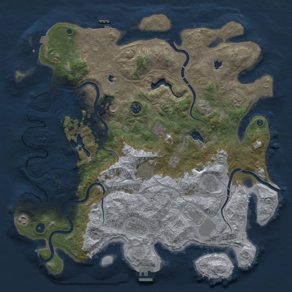 Rust Map: Procedural Map, Size: 4500, Seed: 645243373, 16 Monuments