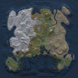 Thumbnail Rust Map: Procedural Map, Size: 3500, Seed: 34003617, 14 Monuments