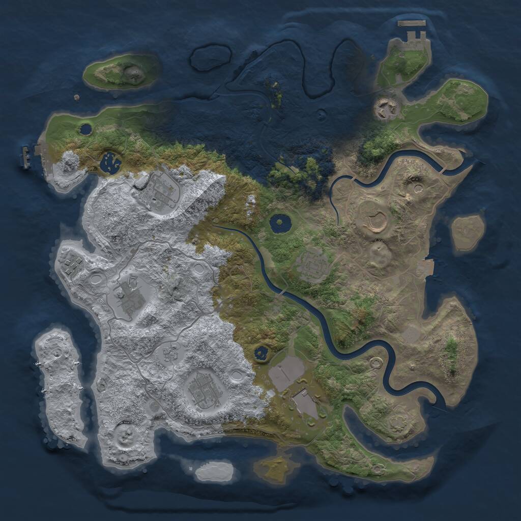 Rust Map: Procedural Map, Size: 3750, Seed: 667728217, 15 Monuments