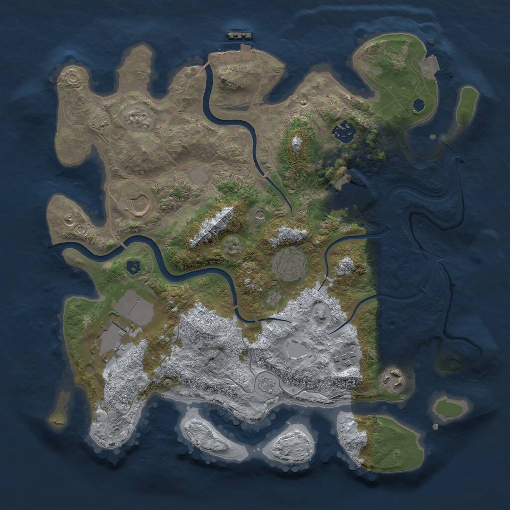 Rust Map: Procedural Map, Size: 3500, Seed: 2058973, 12 Monuments