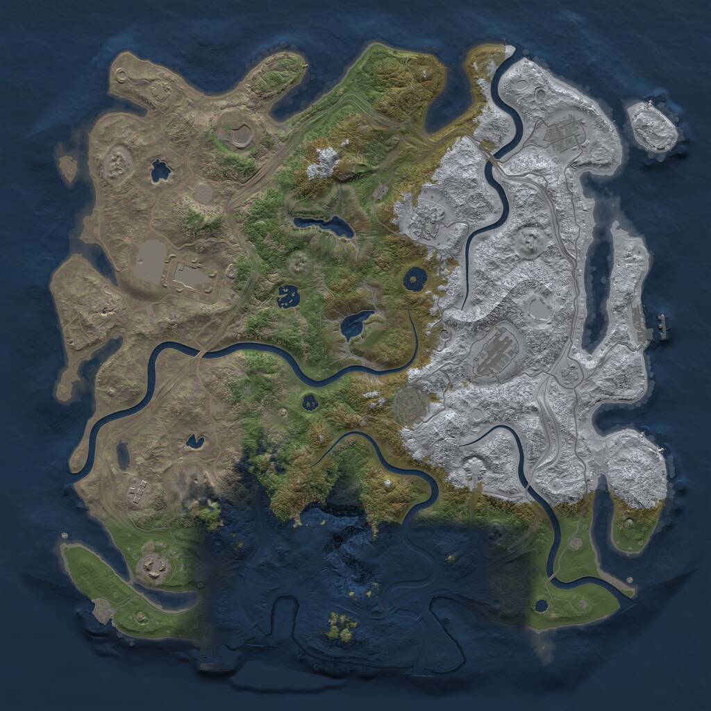 Rust Map: Procedural Map, Size: 4500, Seed: 1379222227, 16 Monuments