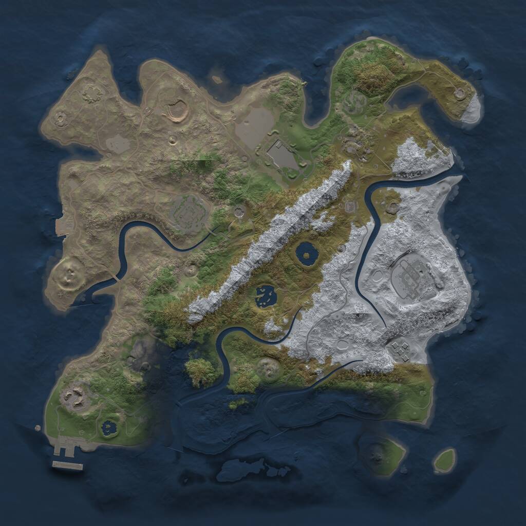 Rust Map: Procedural Map, Size: 3500, Seed: 955751250, 13 Monuments