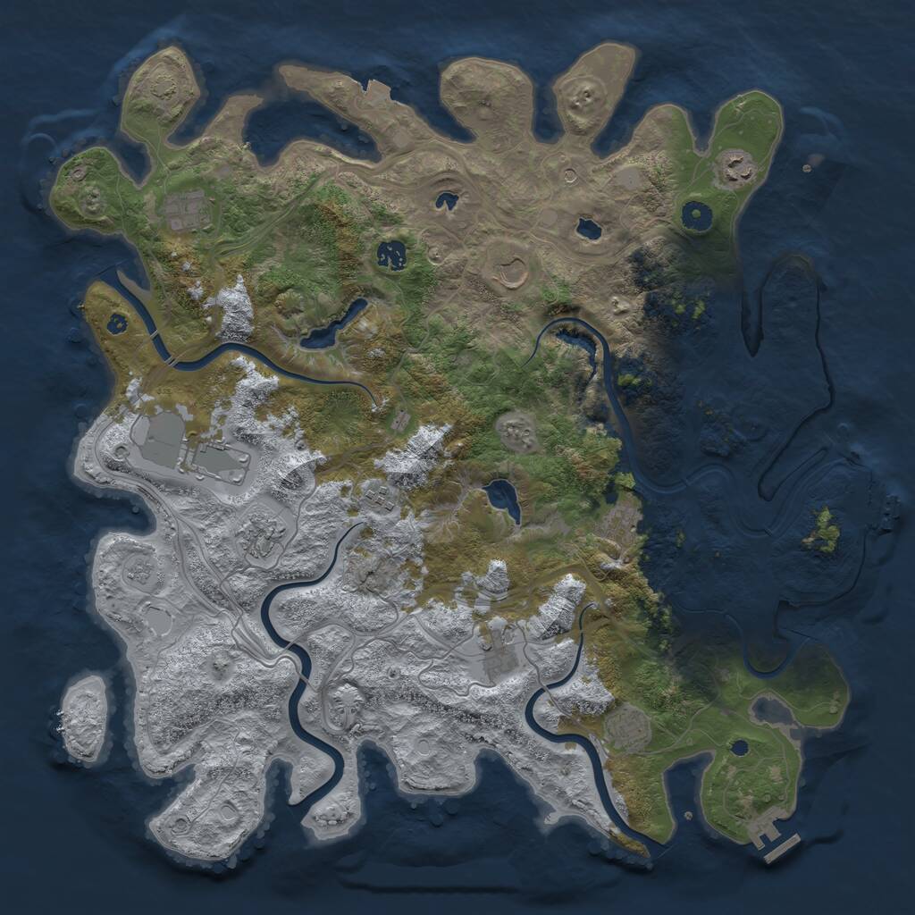 Rust Map: Procedural Map, Size: 4500, Seed: 1849881495, 16 Monuments