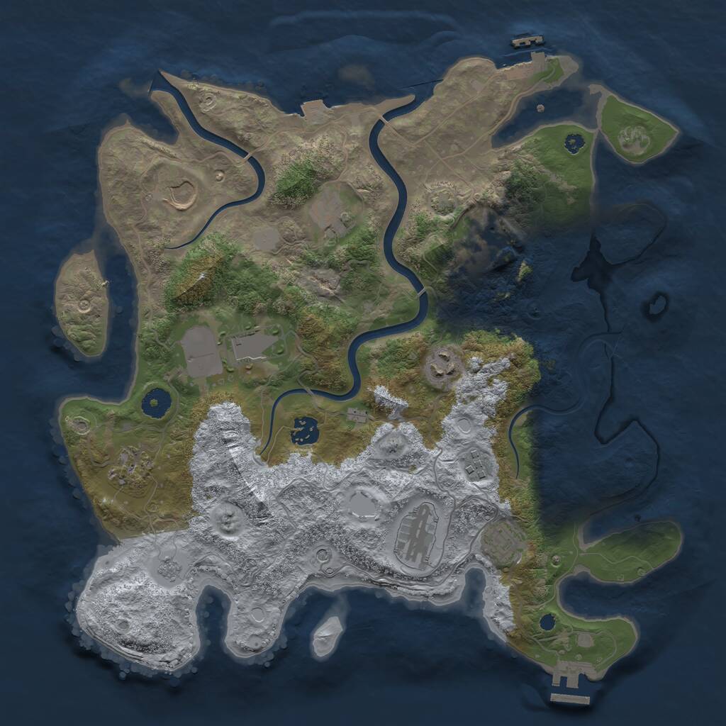Rust Map: Procedural Map, Size: 3750, Seed: 57586278, 16 Monuments