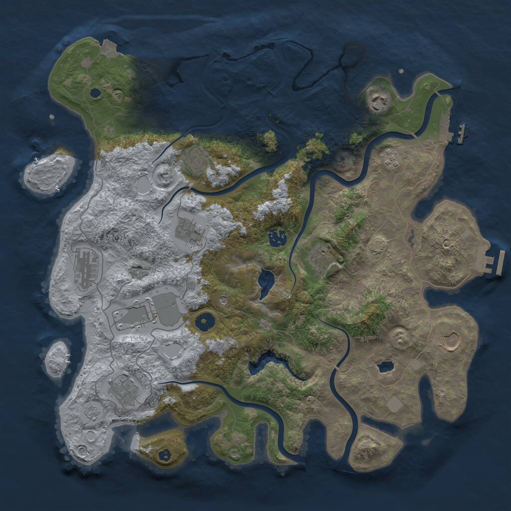 Rust Map: Procedural Map, Size: 4096, Seed: 21415971, 16 Monuments