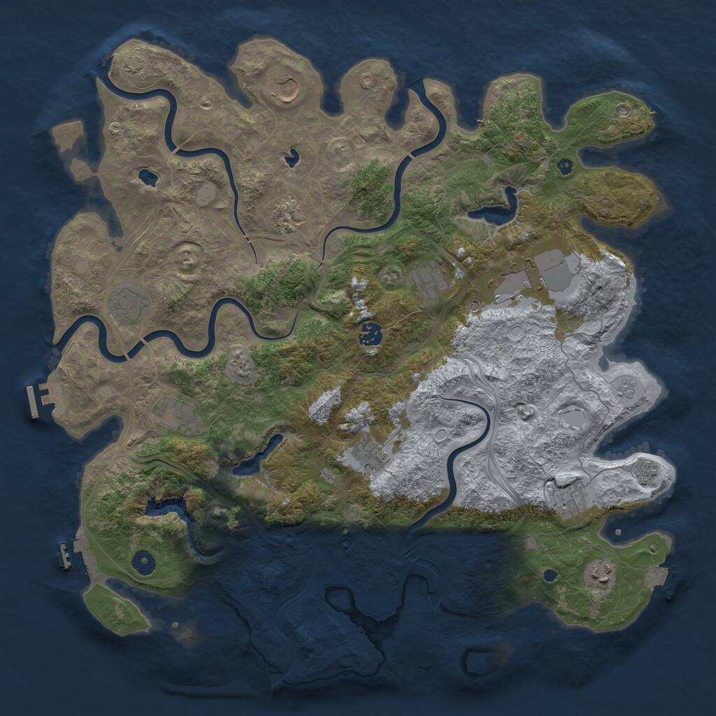 Rust Map: Procedural Map, Size: 4500, Seed: 381324583, 17 Monuments