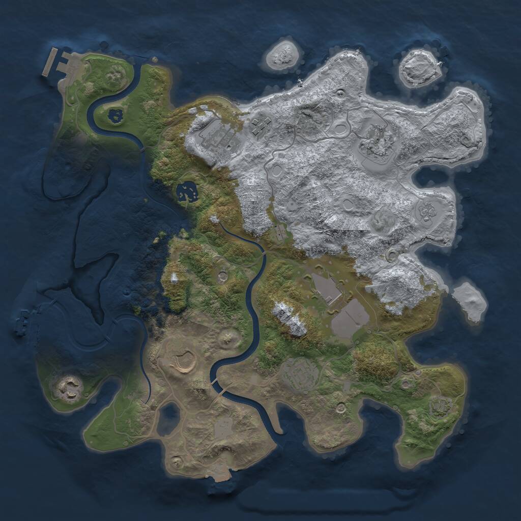 Rust Map: Procedural Map, Size: 3500, Seed: 1240113681, 14 Monuments